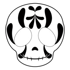 Outline of a happy mexican skull cartoon. Vector illustration design