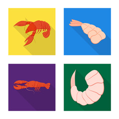 Isolated object of appetizer and seafood sign. Set of appetizer and ocean stock symbol for web.