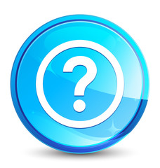 Question icon splash natural blue round button