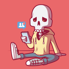 Social media death vector illustration. Social media, sharing, connection, technology, social design concept