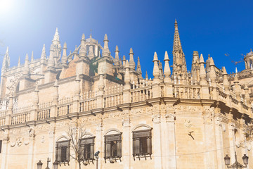 Fragment of the Cathedral - the main landmark of the city of Seville, Andalusia, Spain.