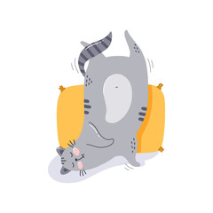 Postcard with the character is a cute hand drawn lazy cat