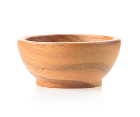 wooden bowl isolated on white background