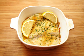 Stuffed White Fish Casserole with Lemon