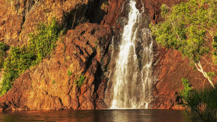 close up of the base of wangi waterfalls in litchfield national park