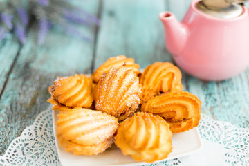 Cookies on wooden table in the kitchen. Food photo, baked, dessert concept