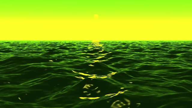 Green Alien Sea Surface Waves Motion Background Loop 2