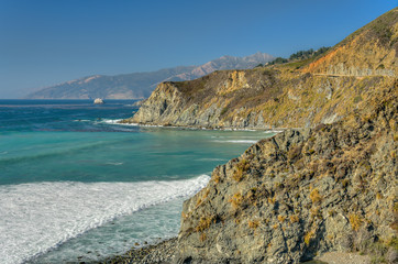 Crashing Waves of Pacific Coast at Big Sur