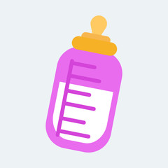 Baby bottle. Baby bottle pink. Milk. Vector illustration. EPS 10.