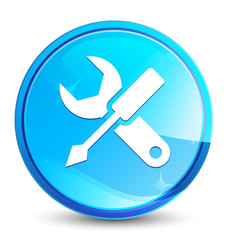 Settings icon splash natural blue round button