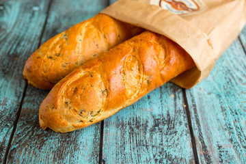 Fresh homemade bread. Healthy food concept