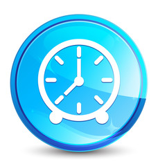 Clock icon splash natural blue round button