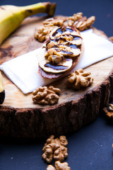 sandwich on a blackboard with a knife cutter