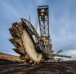 Enormous bucket wheel excavator at an open cut coal mine in Victoria, Australia