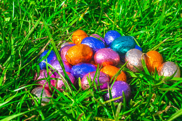 Chocolate Easter Eggs in Grass