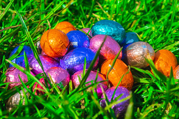 Chocolate Easter Eggs in Grass