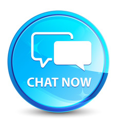 Chat now splash natural blue round button