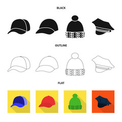 Vector design of clothing and cap sign. Collection of clothing and beret stock vector illustration.