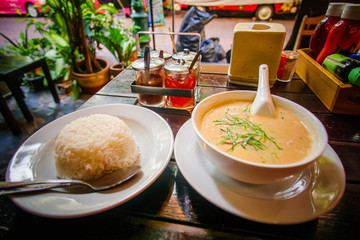 delicious soup dish with vegetables and rice