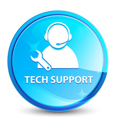 Tech support splash natural blue round button