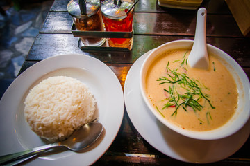 delicious soup dish with vegetables and rice