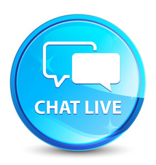Chat live splash natural blue round button