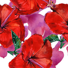 Watercolor flower, exotic flower. Seamless floral background - illustration.