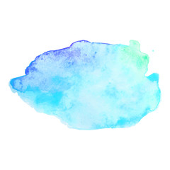 Abstract isolated blue vector watercolor banner.