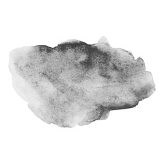 Gray watercolor bunner. Grayscale spot in grunge style.