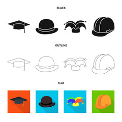 Isolated object of clothing and cap sign. Collection of clothing and beret vector icon for stock.