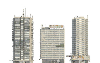 Fototapeta na wymiar Slums buildings isolated on white background 3d illustration