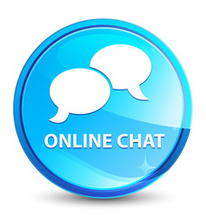 Online chat splash natural blue round button