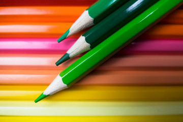 color pencils on white background