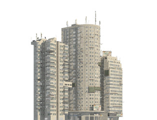 Fototapeta na wymiar Slums buildings isolated on white background 3d illustration