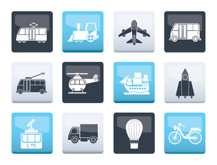 Travel and transportation icons over color background - vector icon set