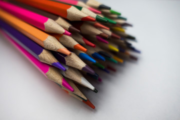 color pencils on white background