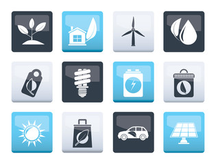 Green and Environment Icons over color background - vector icon set