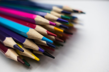color pencils on white background