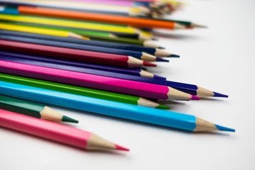 color pencils on white background