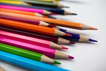 color pencils on white background