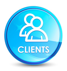 Clients (group icon) splash natural blue round button