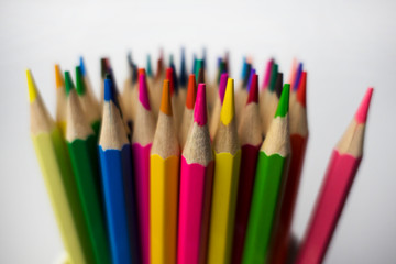 color pencils on white background