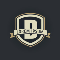Fototapeta premium D letter vintage heraldry hipster logo template
