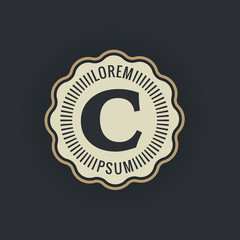 C letter vintage heraldry hipster logo template