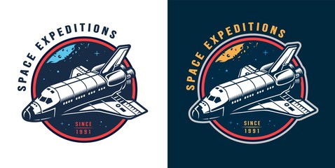 Vintage colorful space round emblem © DGIM studio
