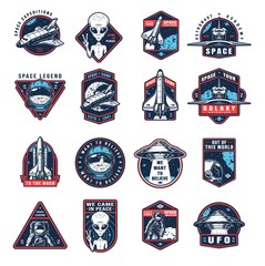 Vintage space colorful labels collection © DGIM studio