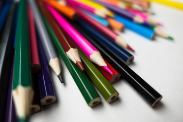 color pencils on white background
