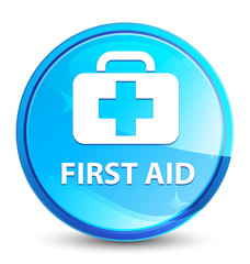 Obraz premium First aid splash natural blue round button