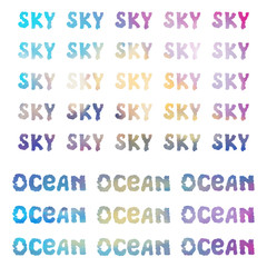 Sky and Ocean - words on white background