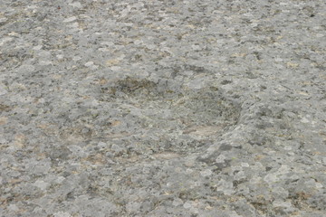 Dinosaur footprints in Revenga. Village of Burgos.  Castilla y Leon. Spain